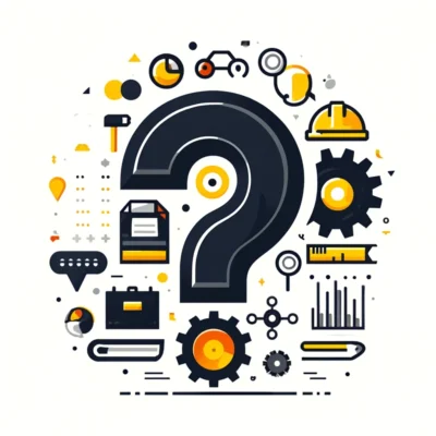 DALL·E 2024-04-25 23.40.48 - Create a flat illustration that represents an FAQ section for a machinery financing website, using the same color theme with dark tones (#151520) and